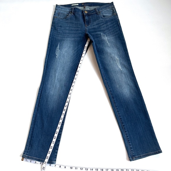 KUT FROM THE KLOTH BOYFRIEND DISTRESSED MID-RISE ROLL-UP STRAIGHT-LEG JEANS. Sz8 - Picture 13 of 13